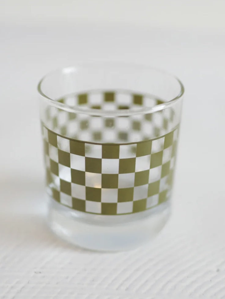 Checkered Cocktail Glass - Olive