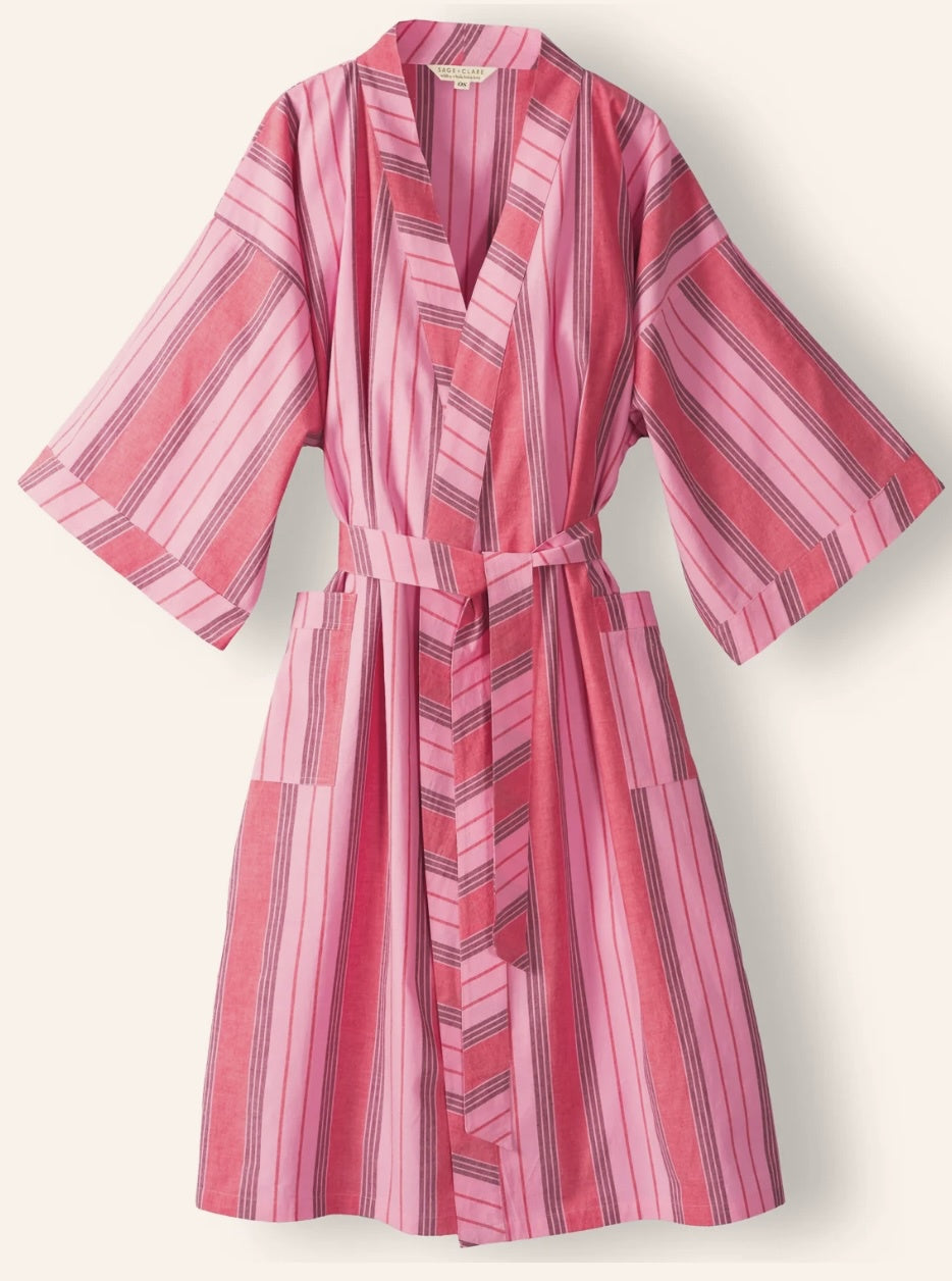 Brigitte Cotton Bath Robe - Scarlet