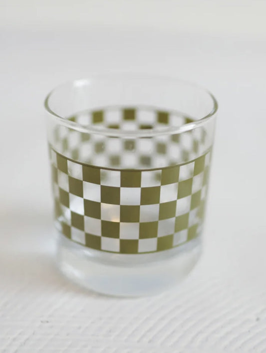 Checkered Cocktail Glass - Olive
